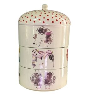 Anthropologie , Three Tiered Whimsical Dog Motif Canisters/ Trinket Holder